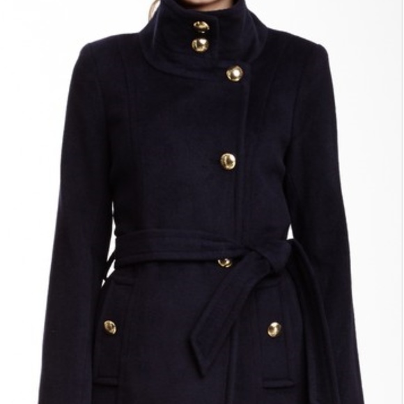 Tahari Izzy Funnel Collar Wool Blend Coat - Picture 11 of 16